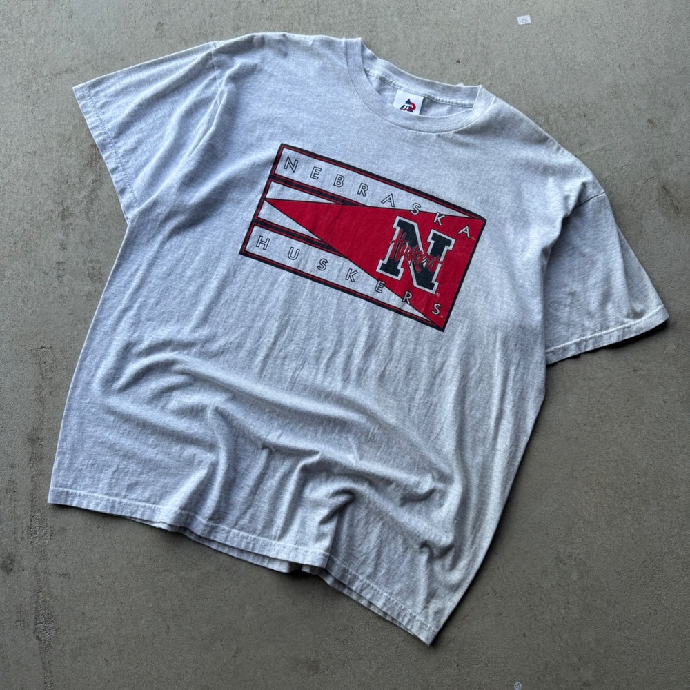 90s Mens Tri-Lake Inc Nebraska Huskers Pennant Graphic T-Shirt 2X